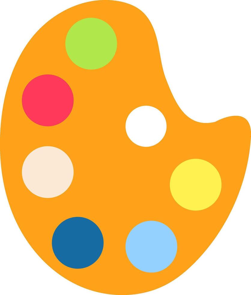 Orange artist's palette displays an array of colorful paint dabs, creating a vibrant and inspiring composition that evokes creativity and artistic expression vector