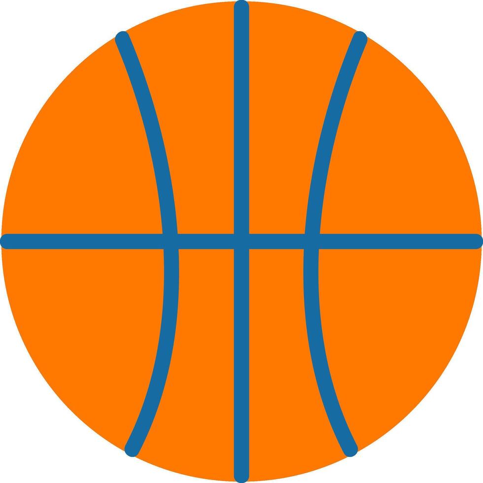 Simple illustration of a classic orange basketball ball with blue lines, perfect for representing basketball, sports, or competition vector