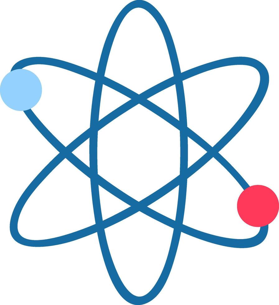 Stylized atom representation showing electrons orbiting nucleus, providing visual depiction of atomic structure and quantum mechanics concepts vector