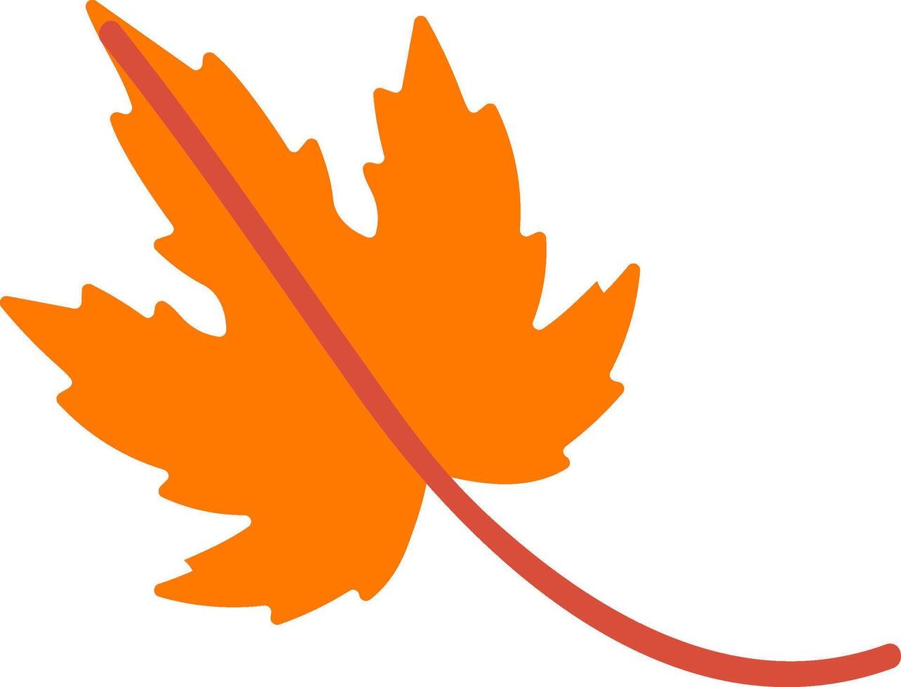 Vibrant orange five lobed maple leaf with a long stem gracefully falling down, symbolizing the beauty of the autumn season and the stunning transformation of colors in nature vector