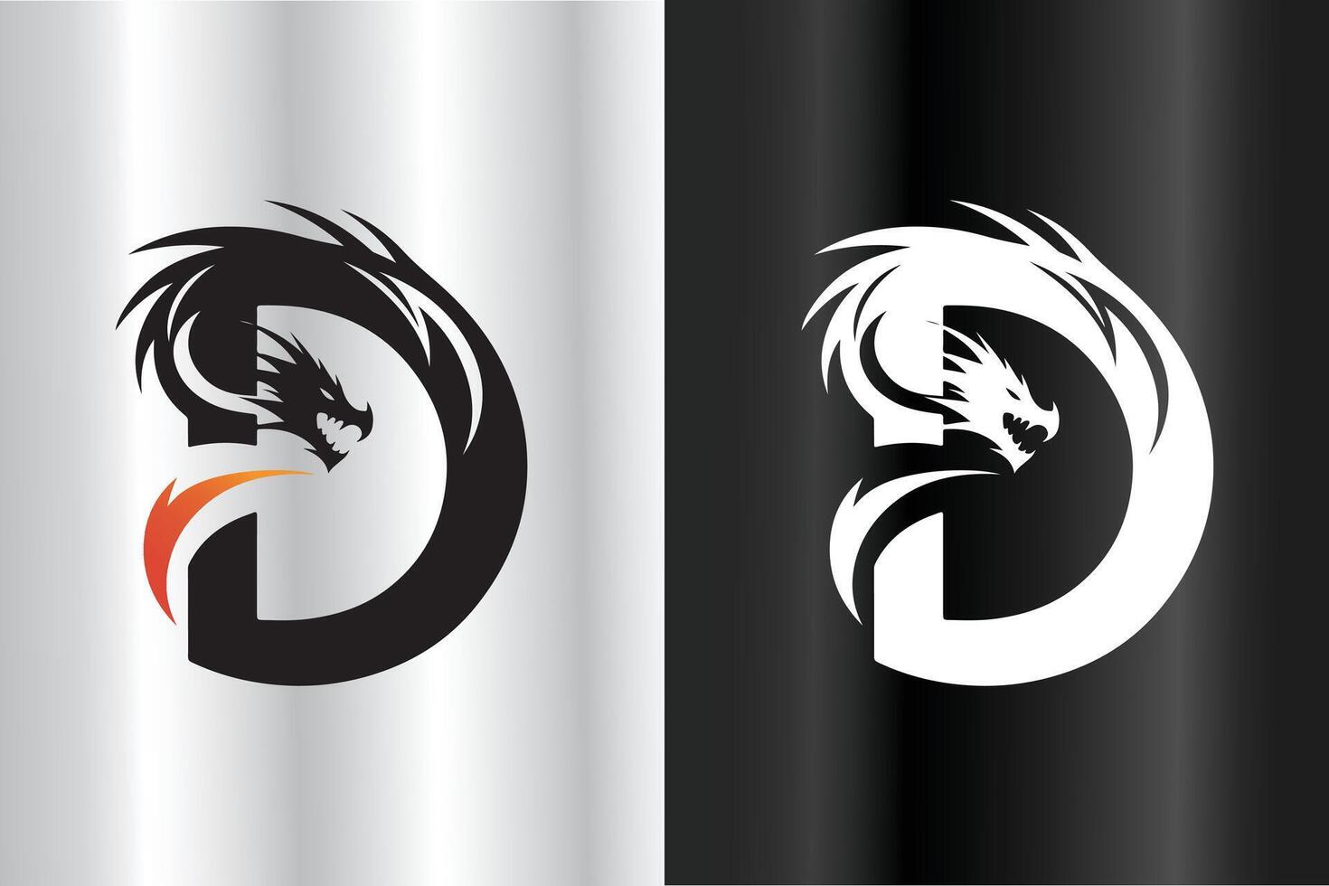 'D' shape dragon logo vector