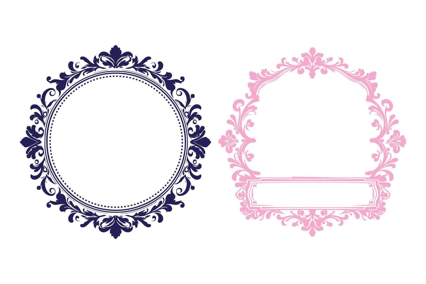 Oval and circle shape vantage frame in authentic design vector