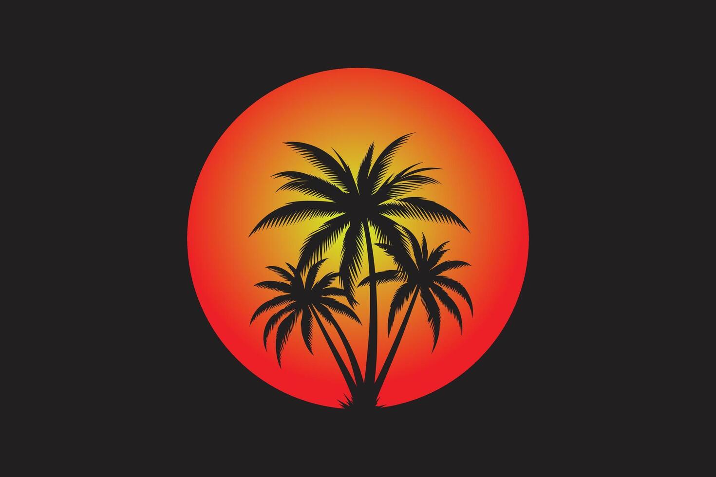 Palm tree sunset style palm tree vector