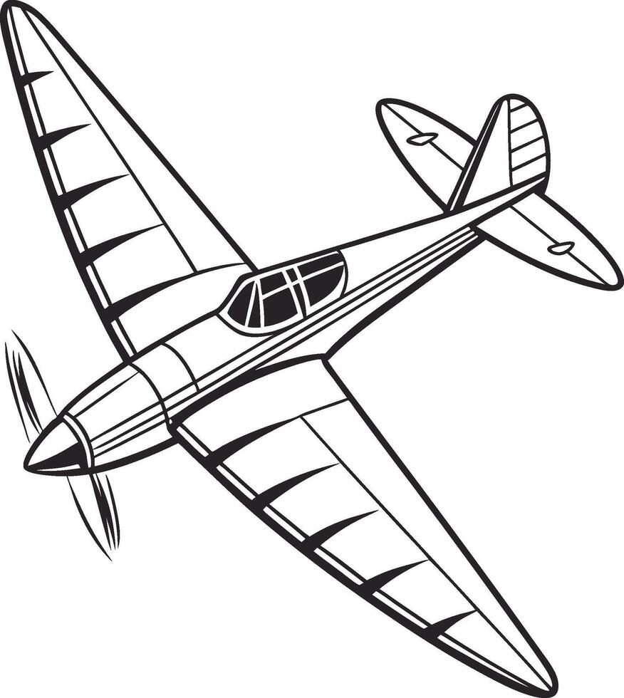 Propeller Airplane Silhouette in Flight vector