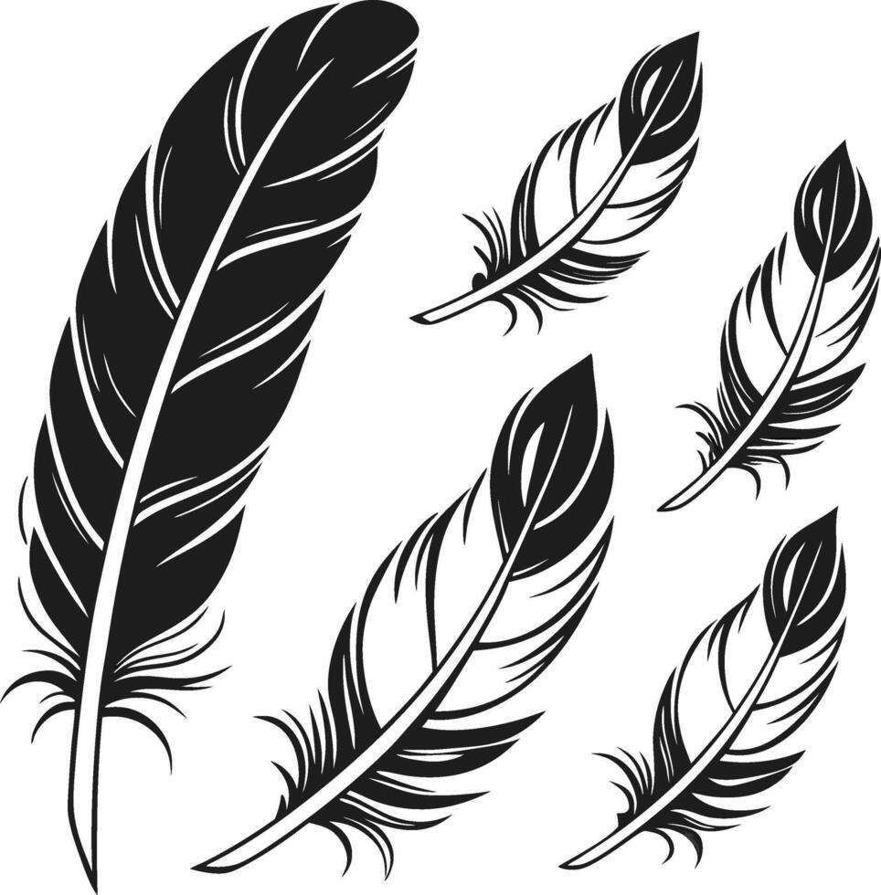 Unique Feather Silhouette Pack vector