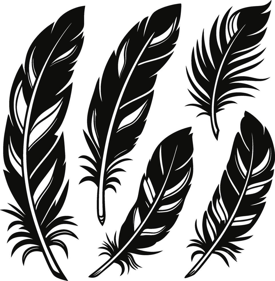Sophisticated Feather Silhouette Collection vector