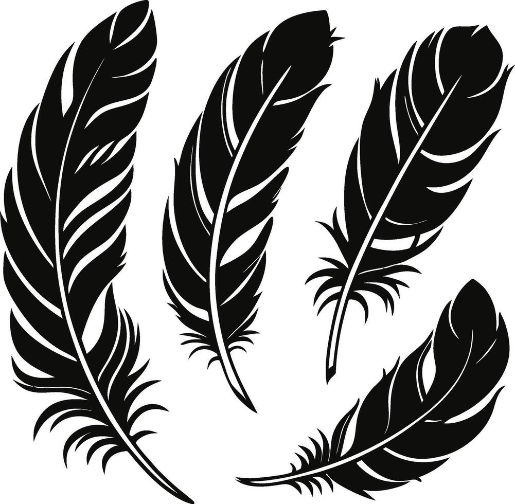Stylish Feather Icon Collection vector