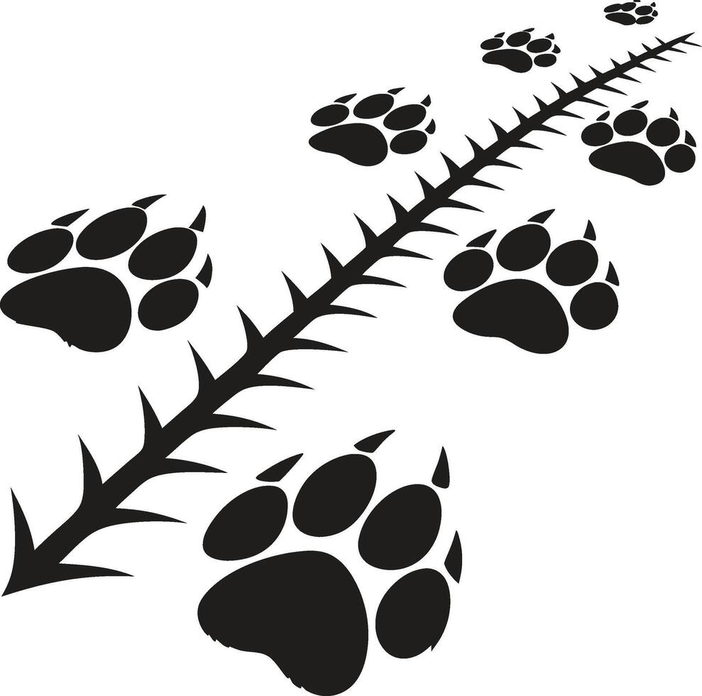 Silhouette Animal Paw Prints on a Trail vector