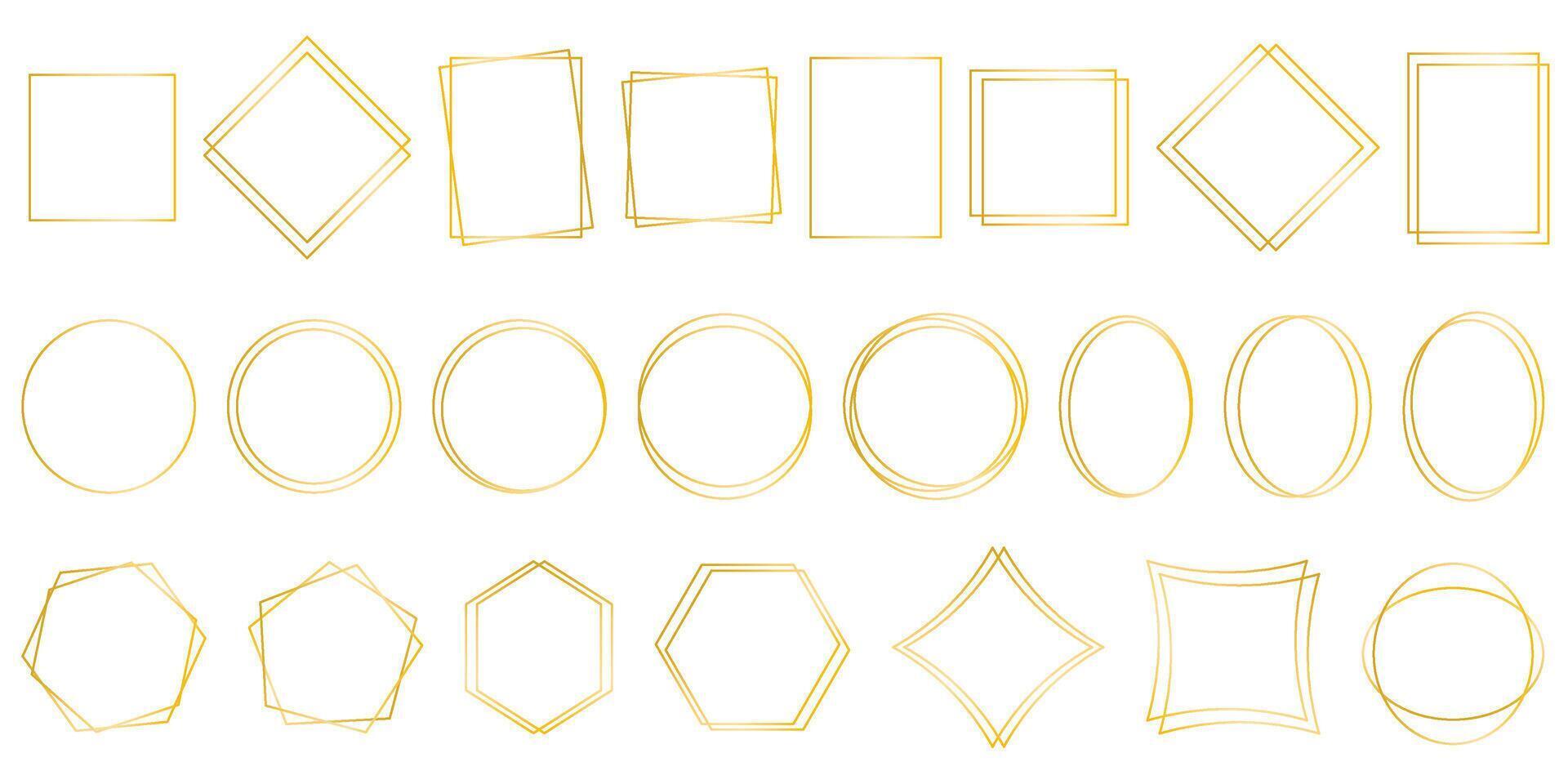 Golden simple geometric frames set vector