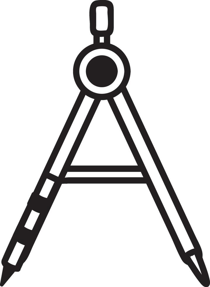 Drawing compass with adjustable legs ending with sharp points, essential tool for precise measurements and creating circles and arcs in technical drawing, geometry, and mathematics vector