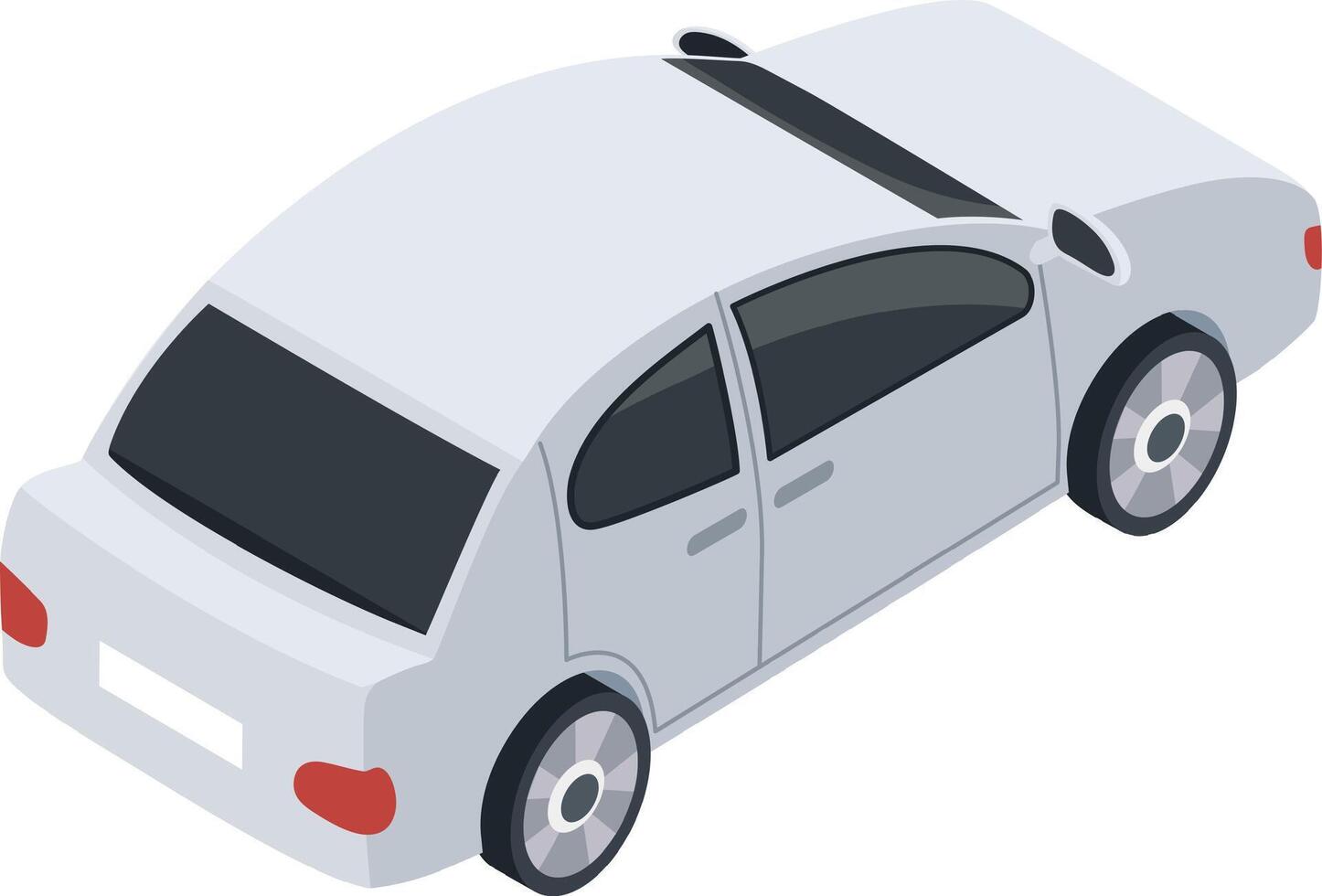 White generic sedan car parked in isometric view, illustrating concepts of the automotive industry, transportation, and modern mobility in an urban setting vector