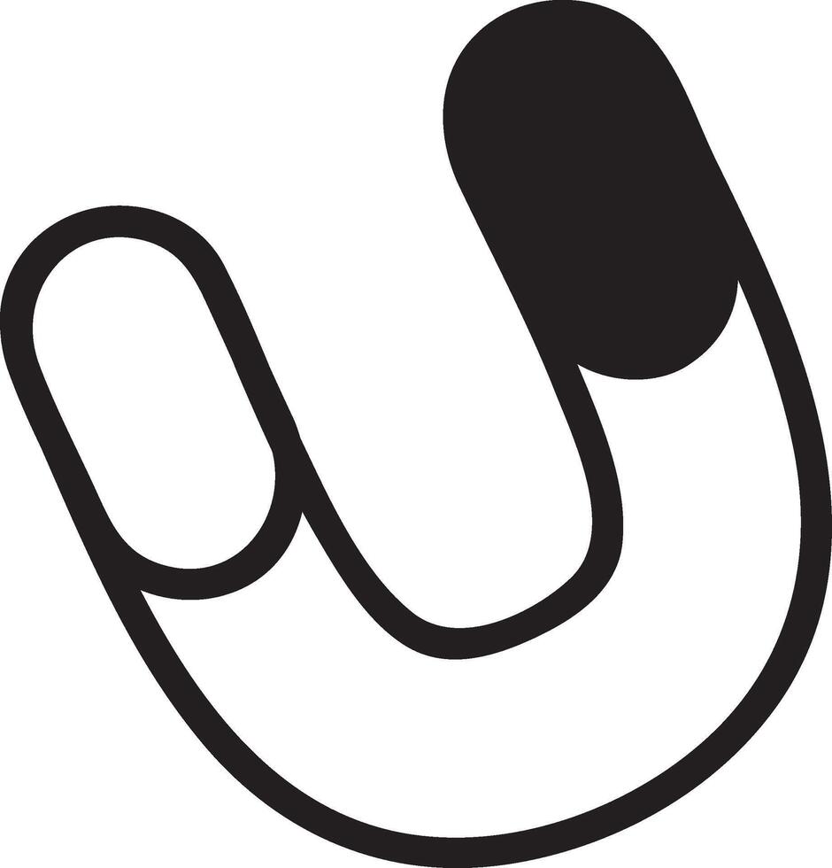 Horseshoe magnet attracting metal objects with magnetic field, creating a force of attraction and repulsion, ideal for physics and science projects, on a white background vector