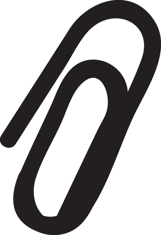 Simple black paperclip icon isolated on a clean white background, symbolizing essential office supplies and serving as a visual representation of document attachment and organization vector