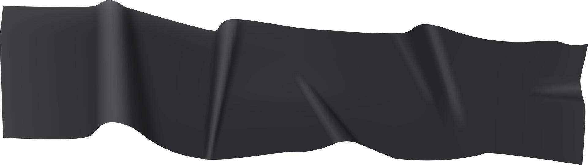 Black ribbon banner waving gracefully in the wind, isolated against a clean white background, serves as a versatile design element perfect for various advertising and marketing needs vector