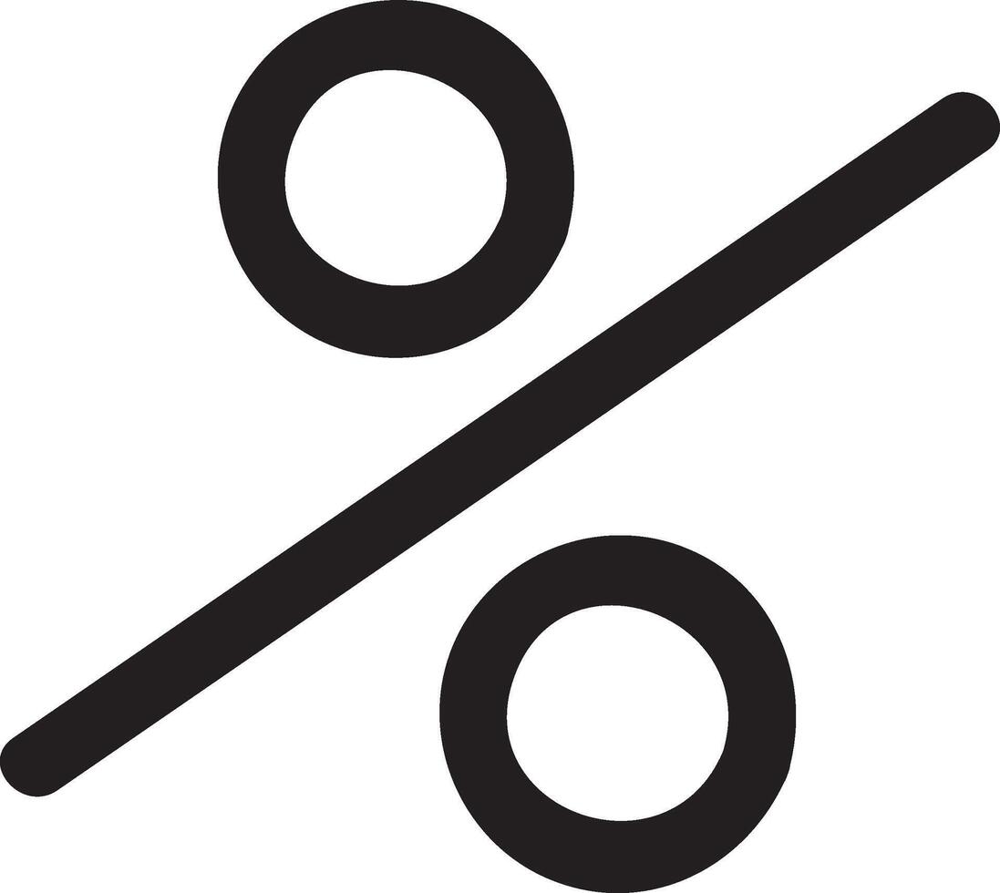 Simple, bold, black percentage symbol on a white background, ideal for representing discounts, sales, and promotions in marketing materials vector