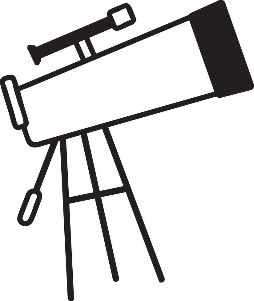 Telescope pointing upward, resting on a tripod, ready for astronomical observation and stargazing, exploring the night sky and celestial bodies vector