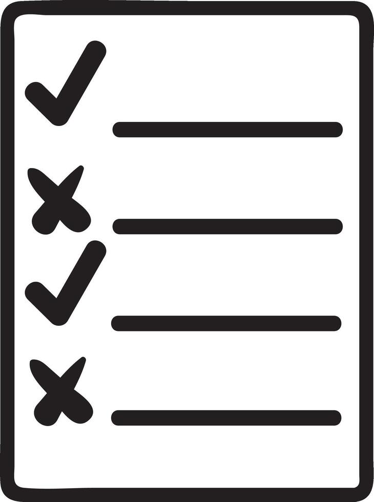 Simple checklist icon featuring both completed and uncompleted tasks, effectively representing to do lists, progress tracking, and efficient task management in various settings vector