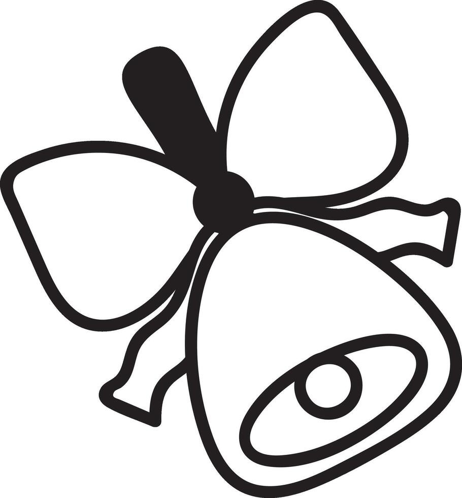 Featuring a simple black and white drawing of a Christmas bell adorned with a bow, perfect for enhancing greeting cards or adding charm to holiday decorations vector
