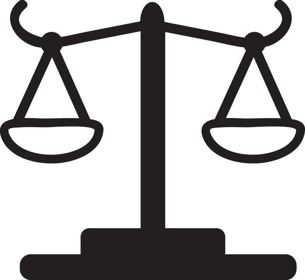 Simple balance scale icon illustrating the concepts of justice, equality, and law, perfectly suited for themes related to legal matters, ethics, and moral decision making vector
