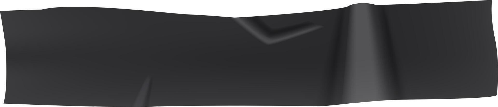 Black insulating tape is unfolding and creating a curved shape on a white background, creating a contrast and highlighting the texture of the material vector