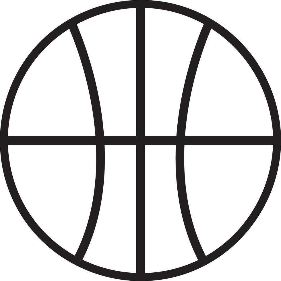 Simple black and white basketball ball icon representing sports, competition, and athleticism, perfect for logos, websites, and graphic design projects vector