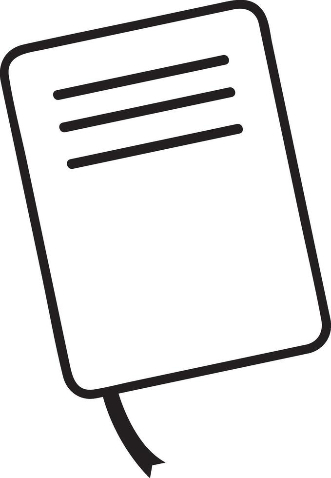 Bookmark ribbon resting on a minimalist notepad sketch, featuring lines of text that symbolize knowledge, information, and organization in a clean, simple design vector