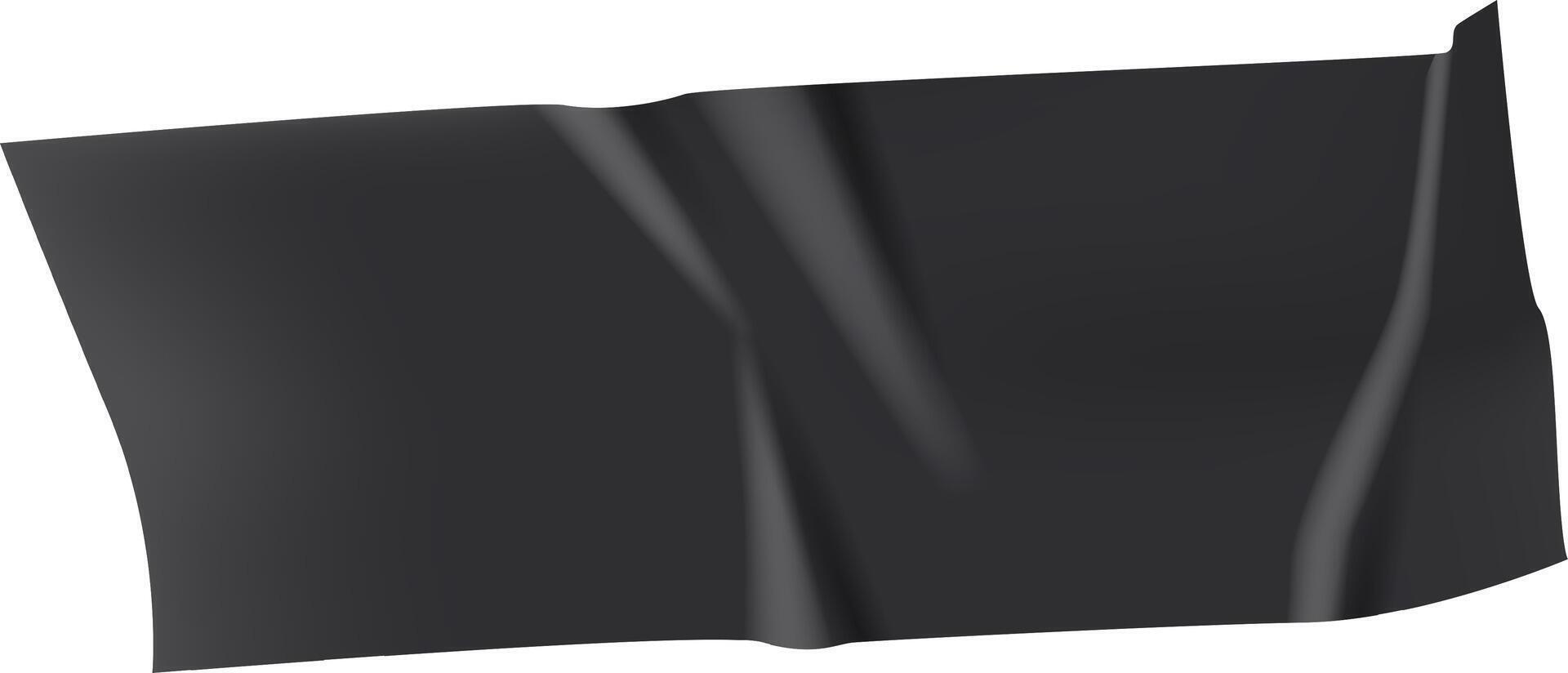 Black adhesive tape with visible wrinkles floats against a stark white background, creating an abstract and textured visual that emphasizes simplicity and minimalism vector