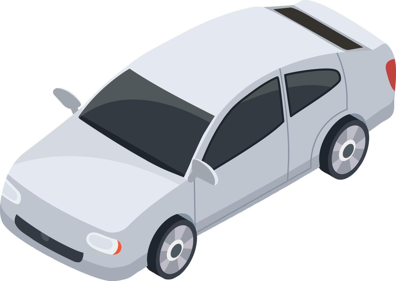 Modern white generic car speeding up on a white background, isometric view of a vehicle representing concepts such as transportation, speed and car industry vector
