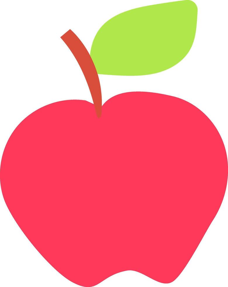 Minimalist illustration showcasing a ripe red apple adorned with a vibrant green leaf, representing healthy eating, freshness, and natural food choices for a balanced lifestyle vector