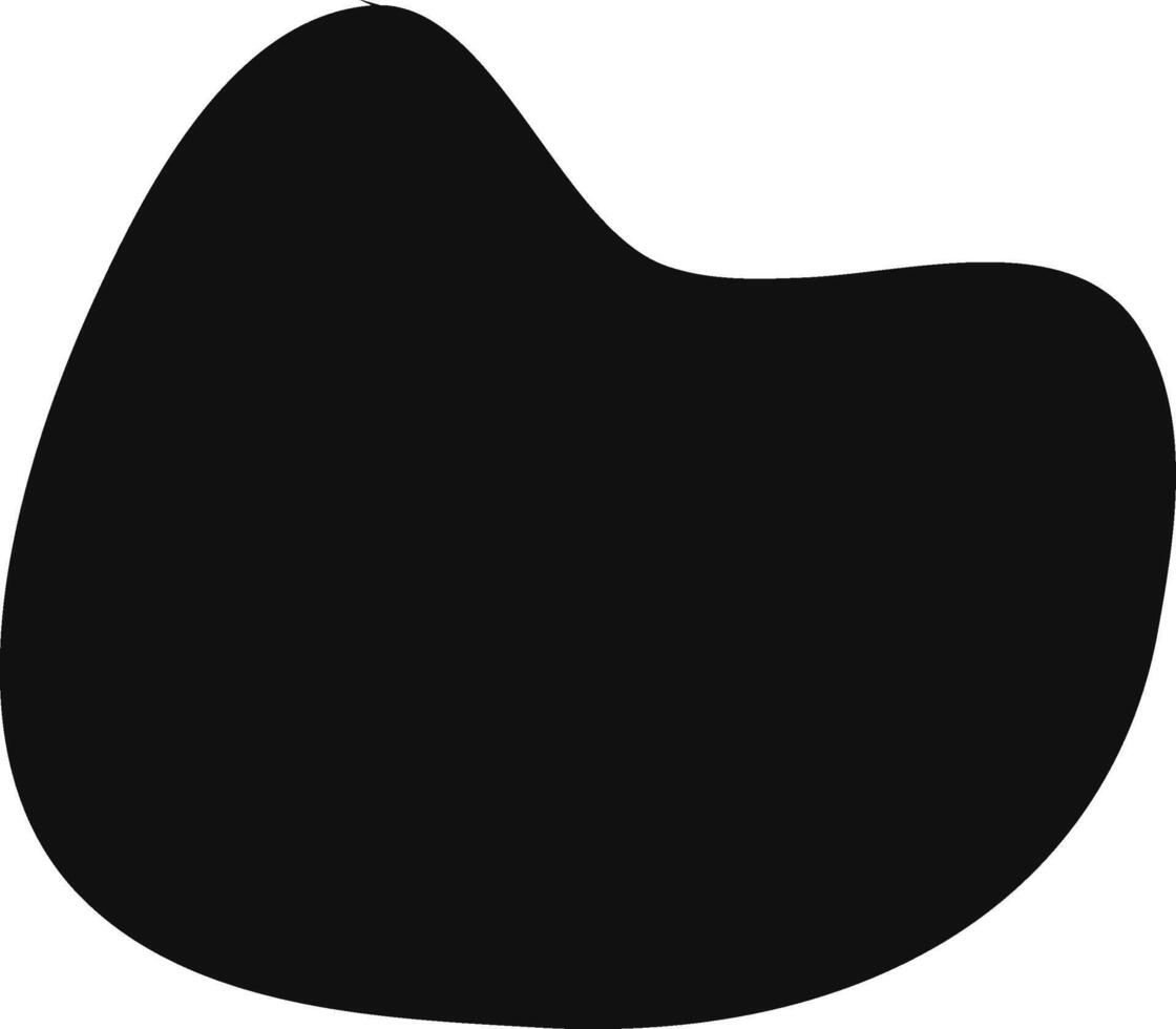 Smooth, rounded, black organic blob shape with a curved top and a slightly wider base, creating a simple yet dynamic abstract silhouette against a white background vector