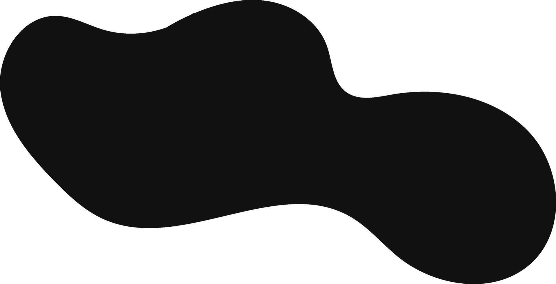 Simple minimal horizontal black irregular shape with smooth rounded edges flowing on a plain white background creating negative space, ideal for modern and contemporary graphic design projects vector