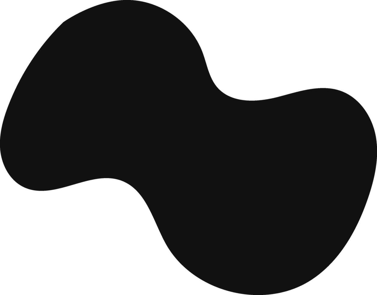 Smooth, curved, and irregular black shape creates a sense of fluidity and dynamism against a clean white backdrop, suitable for various design applications vector