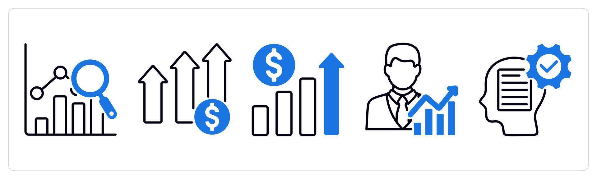 Set of 5 Diagram icons as forecasting, profit growth, revenue growth vector