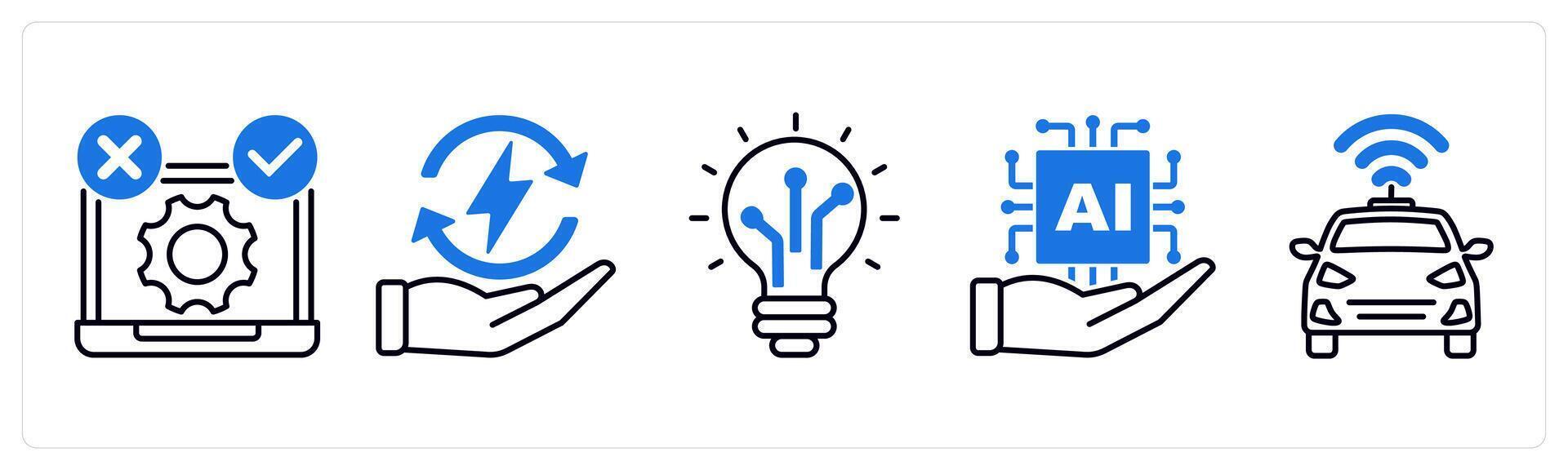 Set of 5 Technology icons as tdd, energy efficiency, advanced technology vector