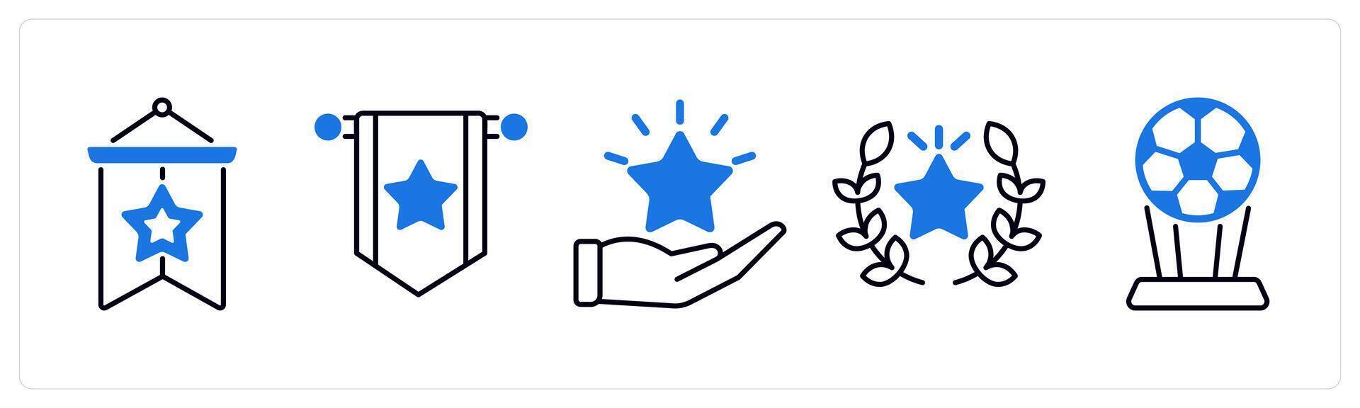 Set of 5 Award icons as flag, reward, award vector