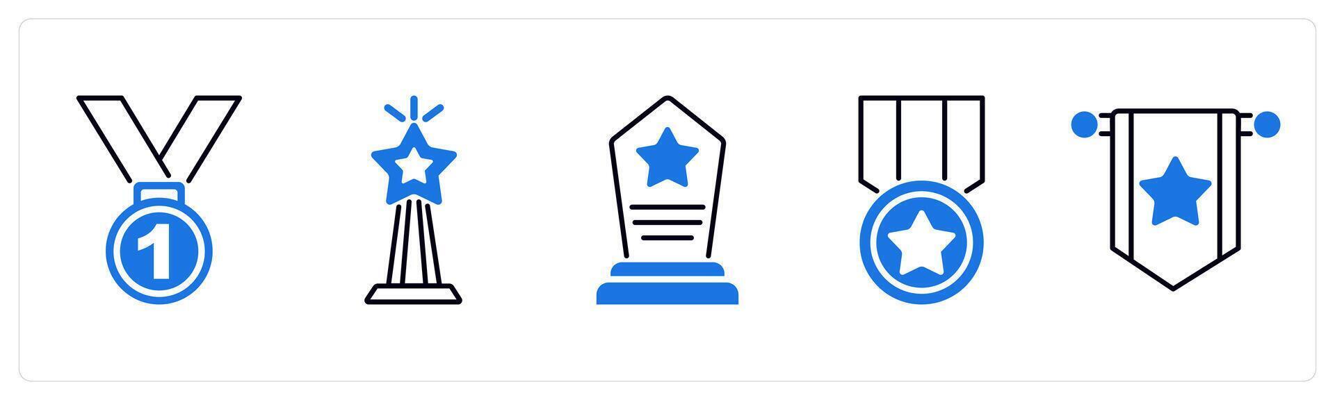 Set of 5 Award icons as medal, trophy, award vector