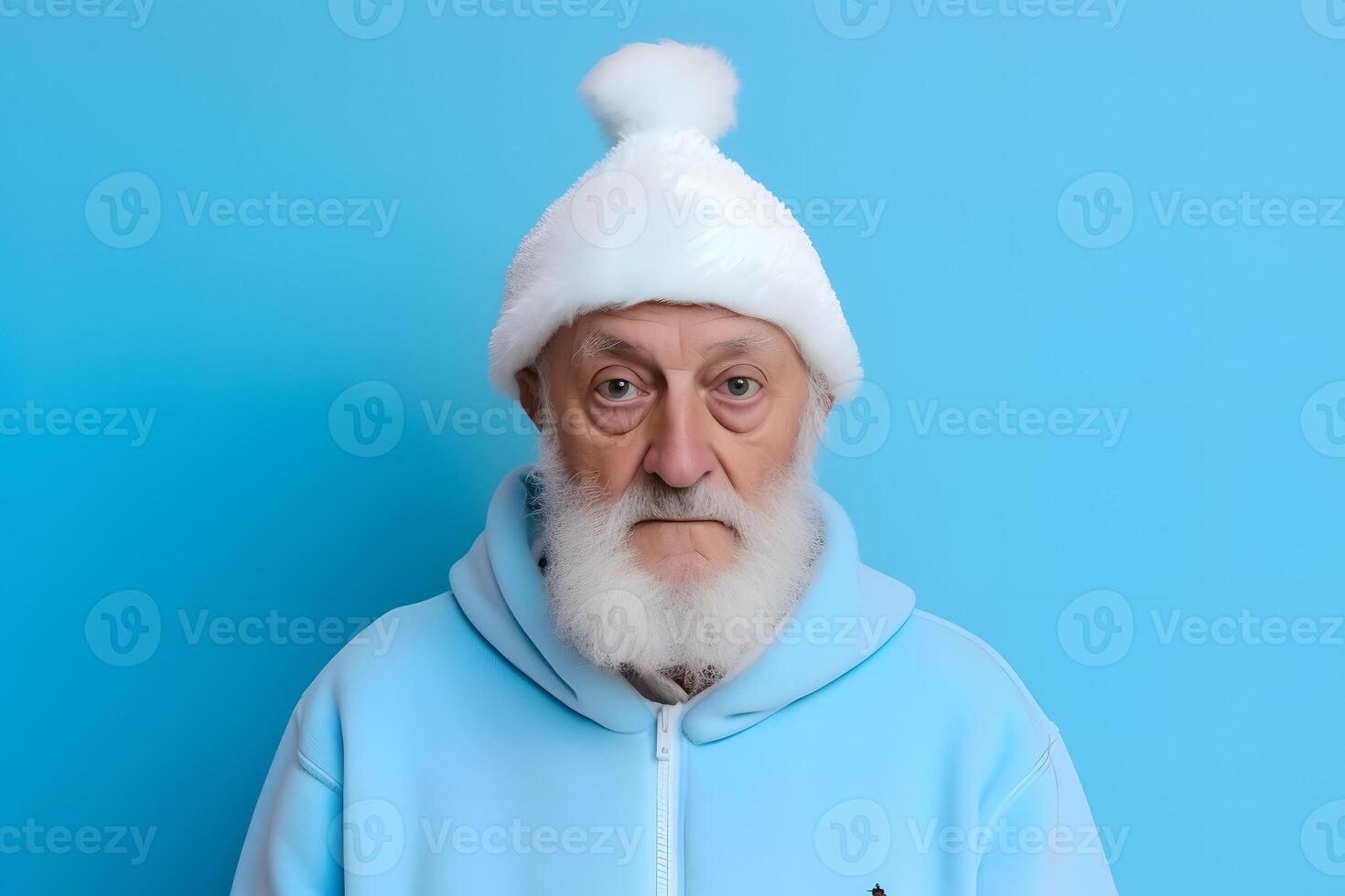 Vibrant Minimalist Studio Portrait of a Humorous Elder Man photo