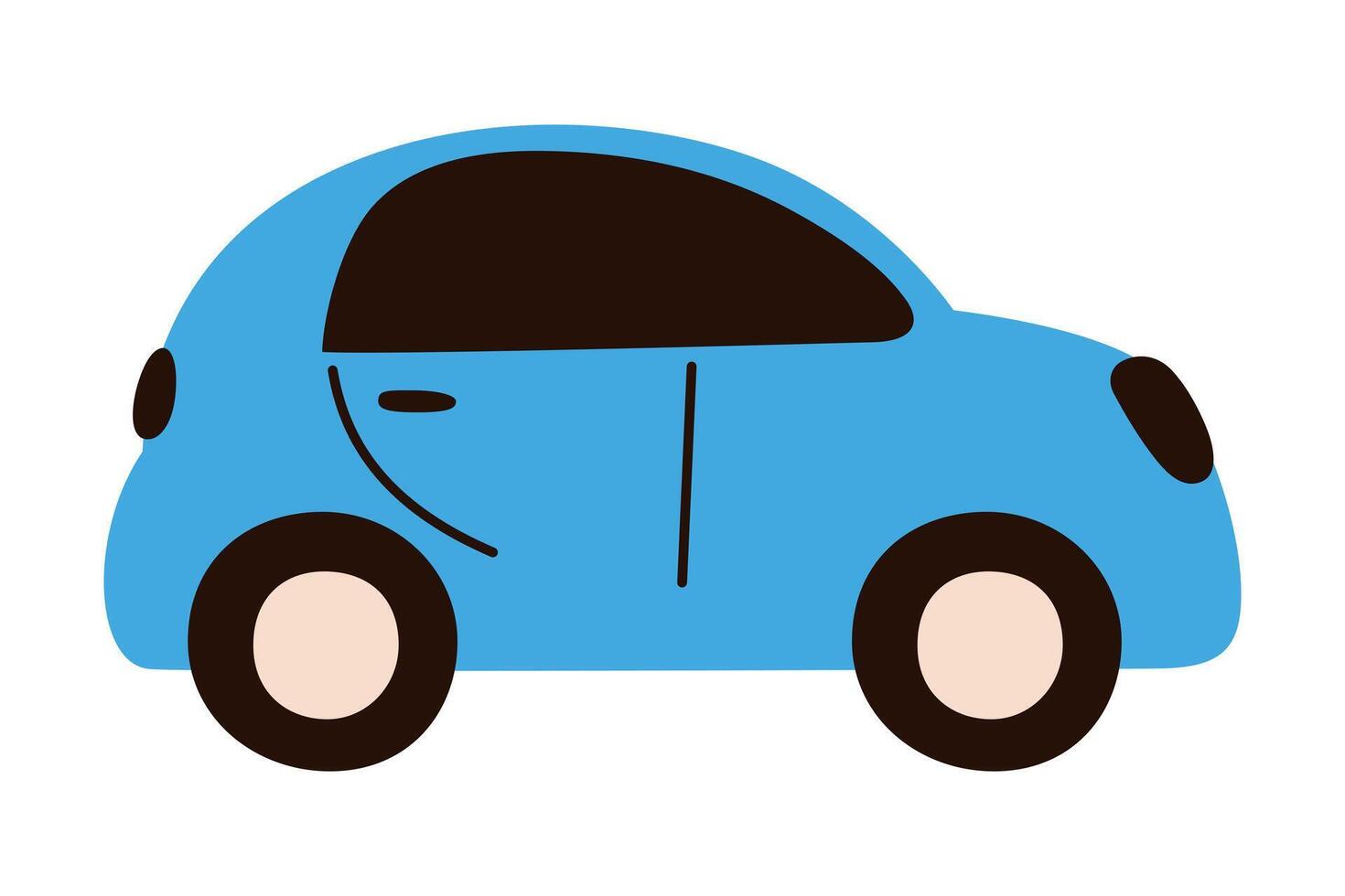 illustration of blue cartoon mini car. Simple and minimal flat design, compact city car, cute and playful doodle style. Suitable for kids, transportation themes, stickers, automobile icons vector