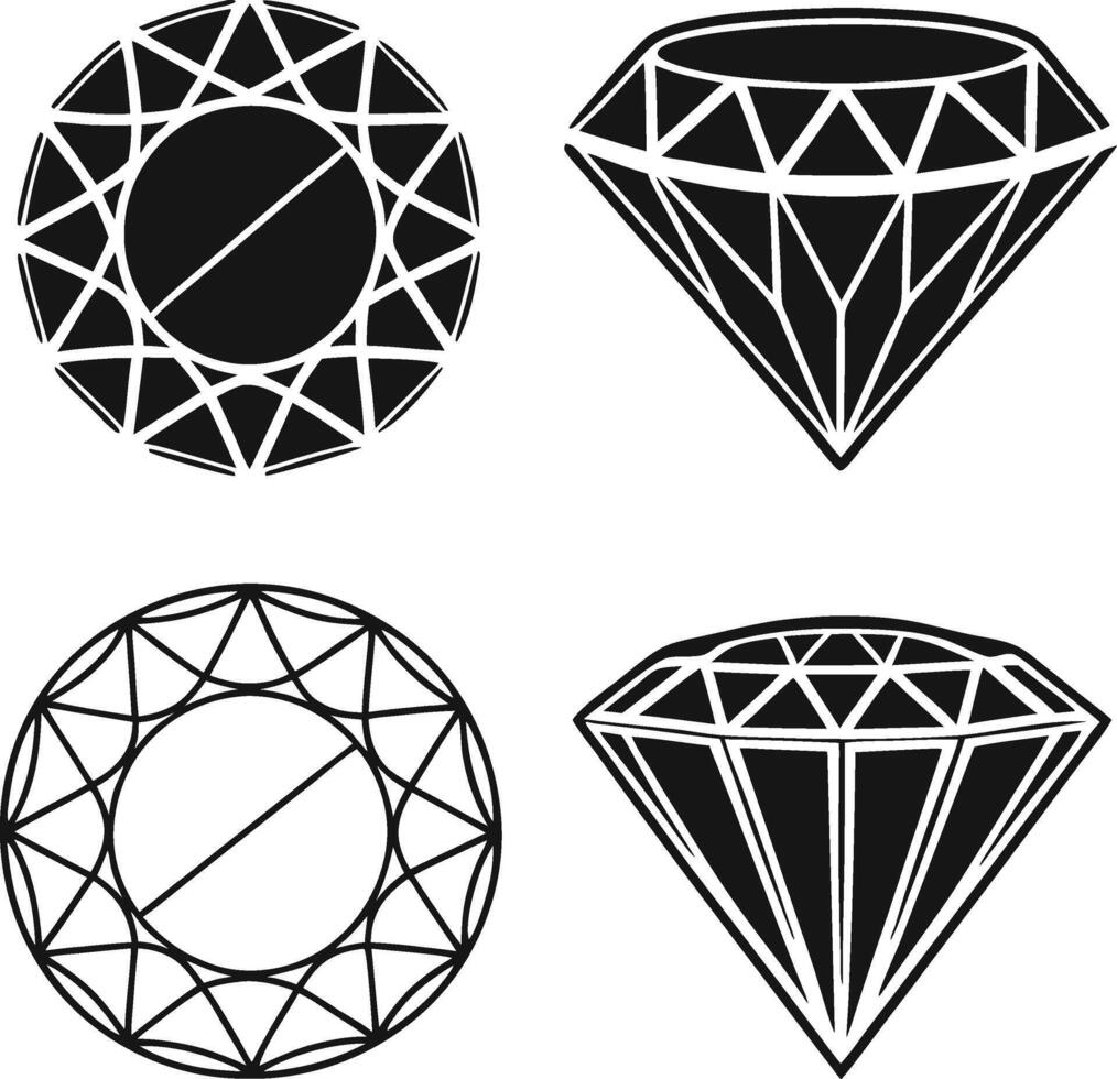 Geometric Diamond Silhouette Icons Collection vector