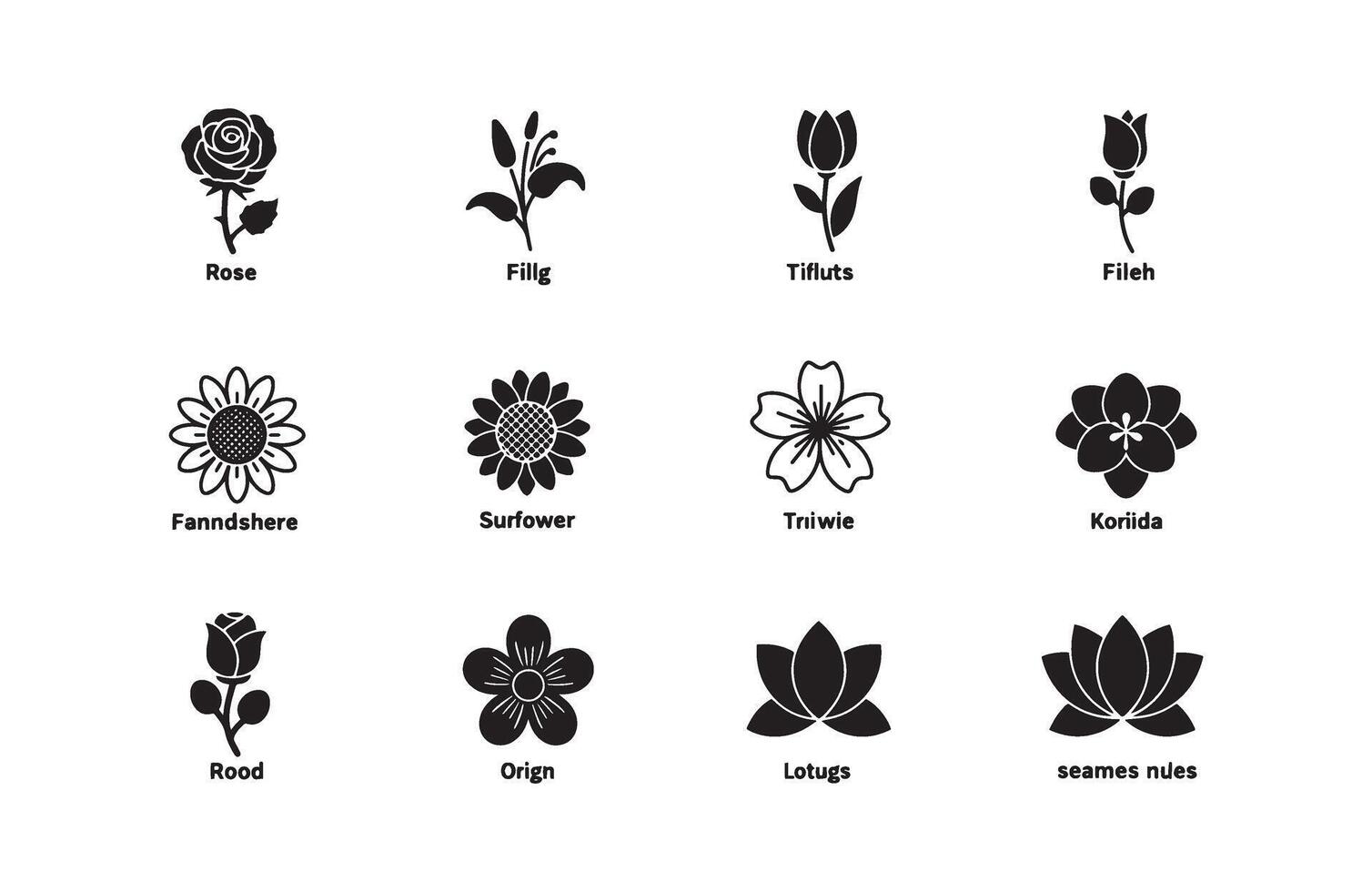 Silhouette Floral Nature Wildflower Bundle vector