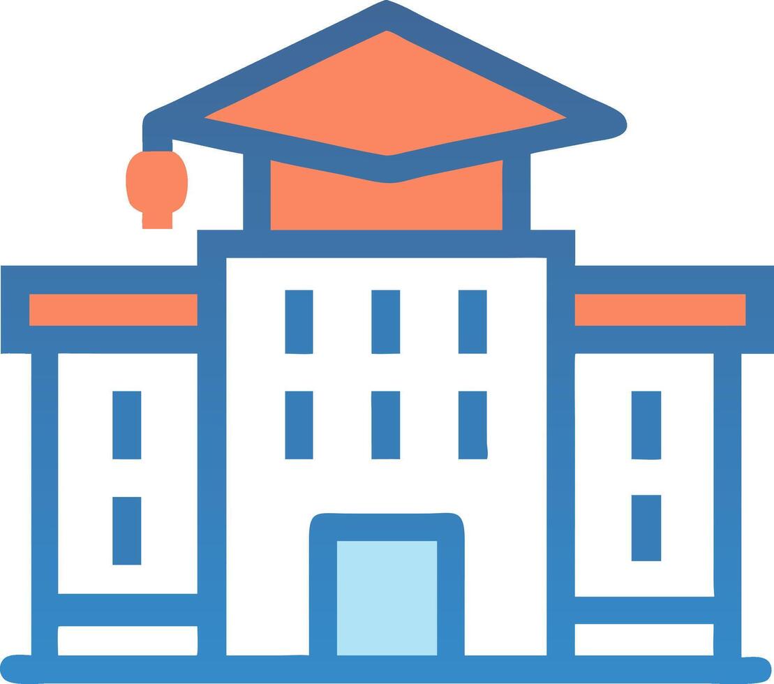 a school building with a graduation cap on top vector