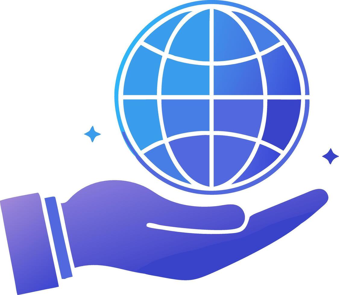 a hand holding a globe icon design sign vector