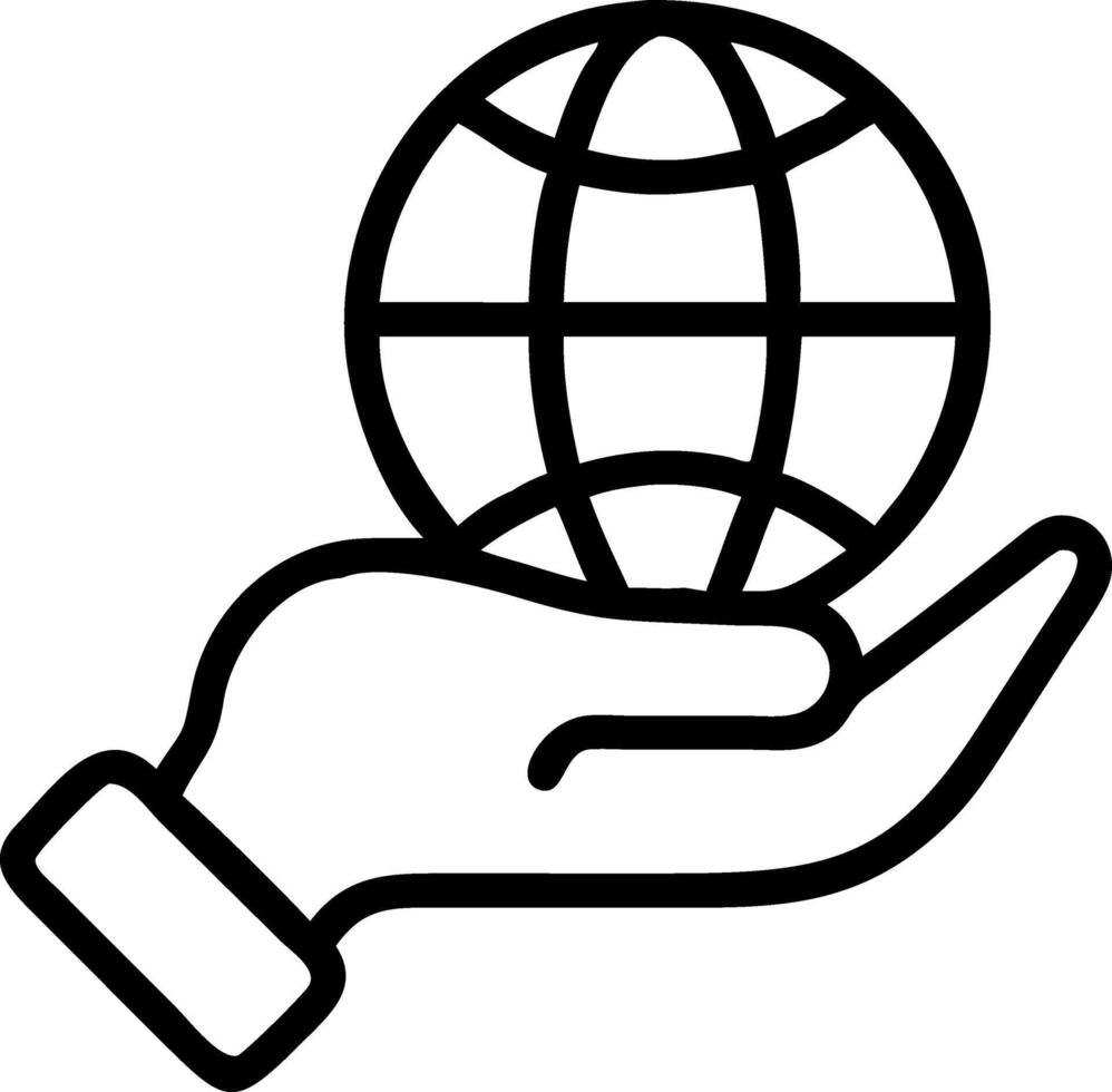 A cute hand holding a globe icon design on a white background vector
