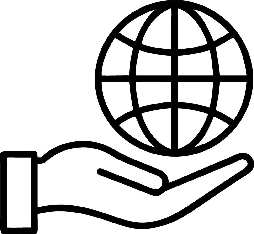 hand holding globe line icon illustration vector