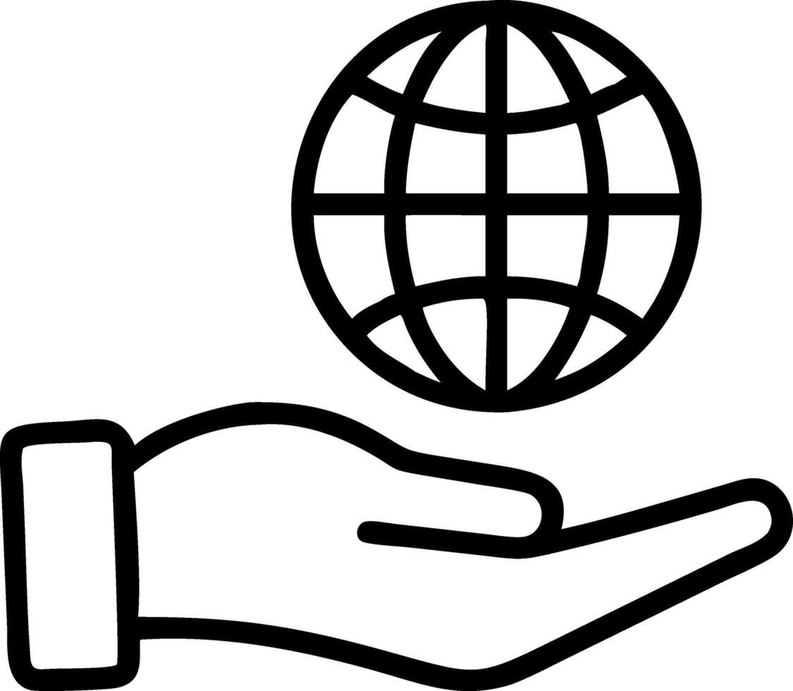 hand holding globe icon illustration vector