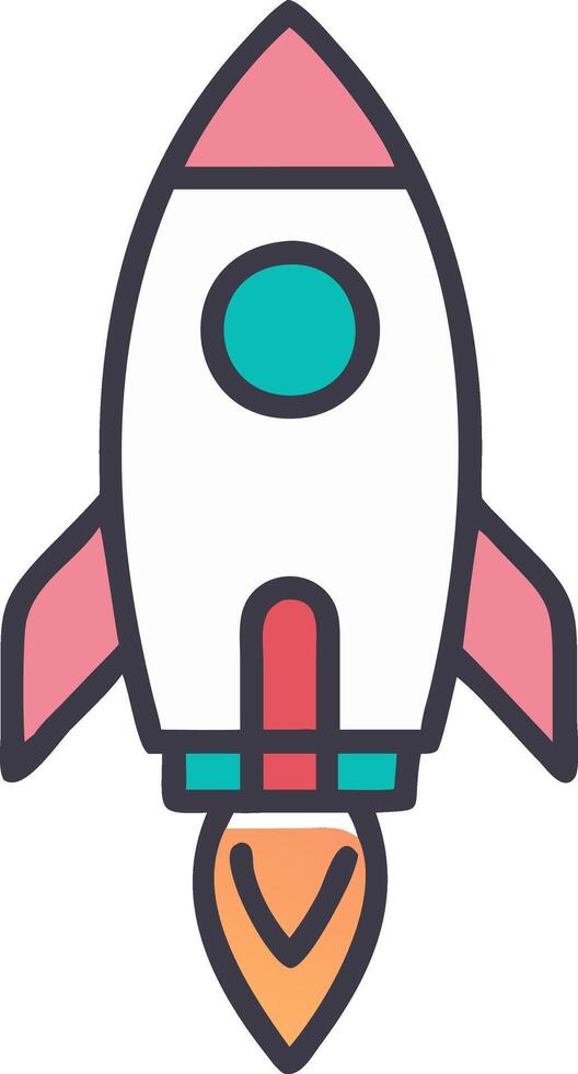 a rocket ship icon with a red and green color vector