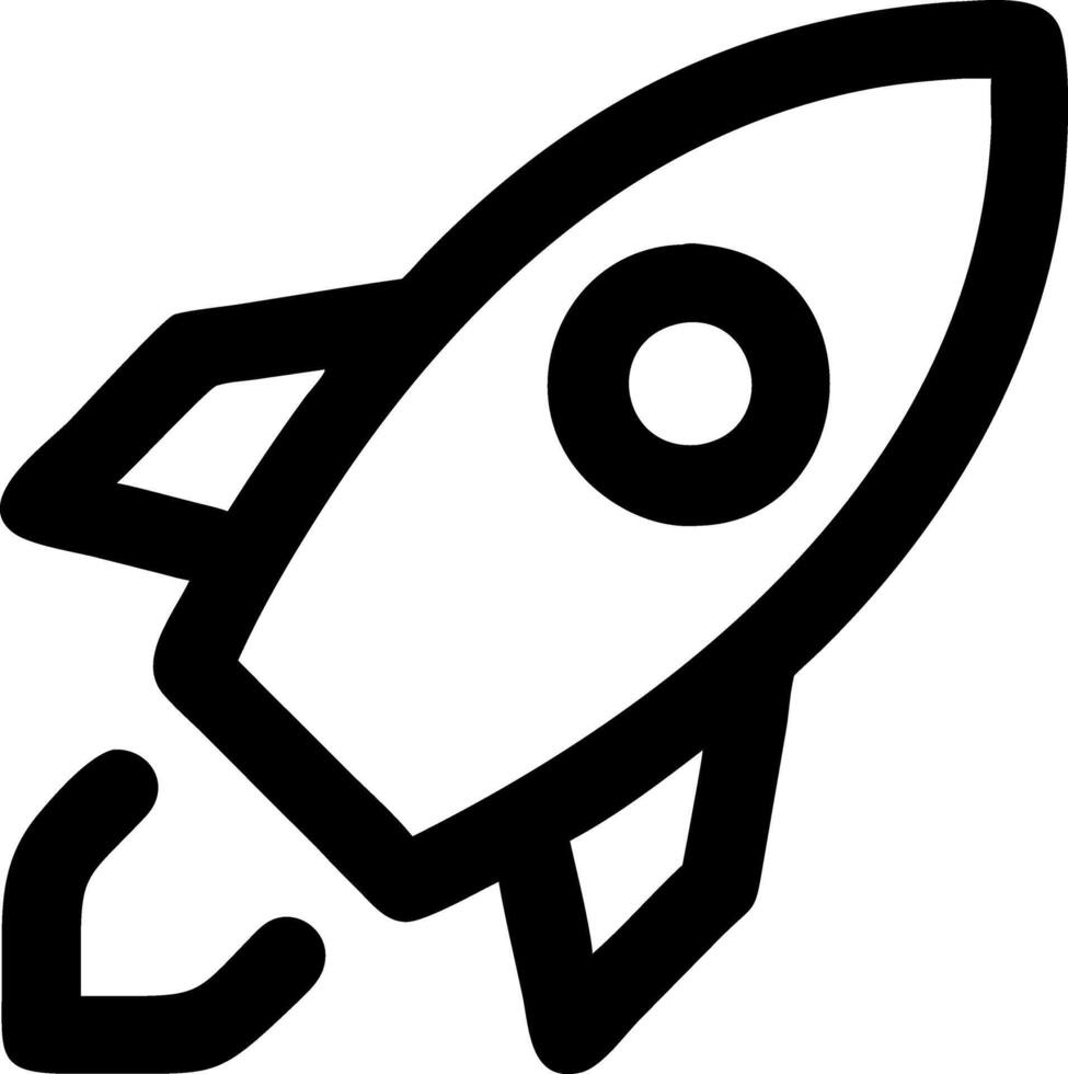 Simple black and white illustration of a rocket design vector