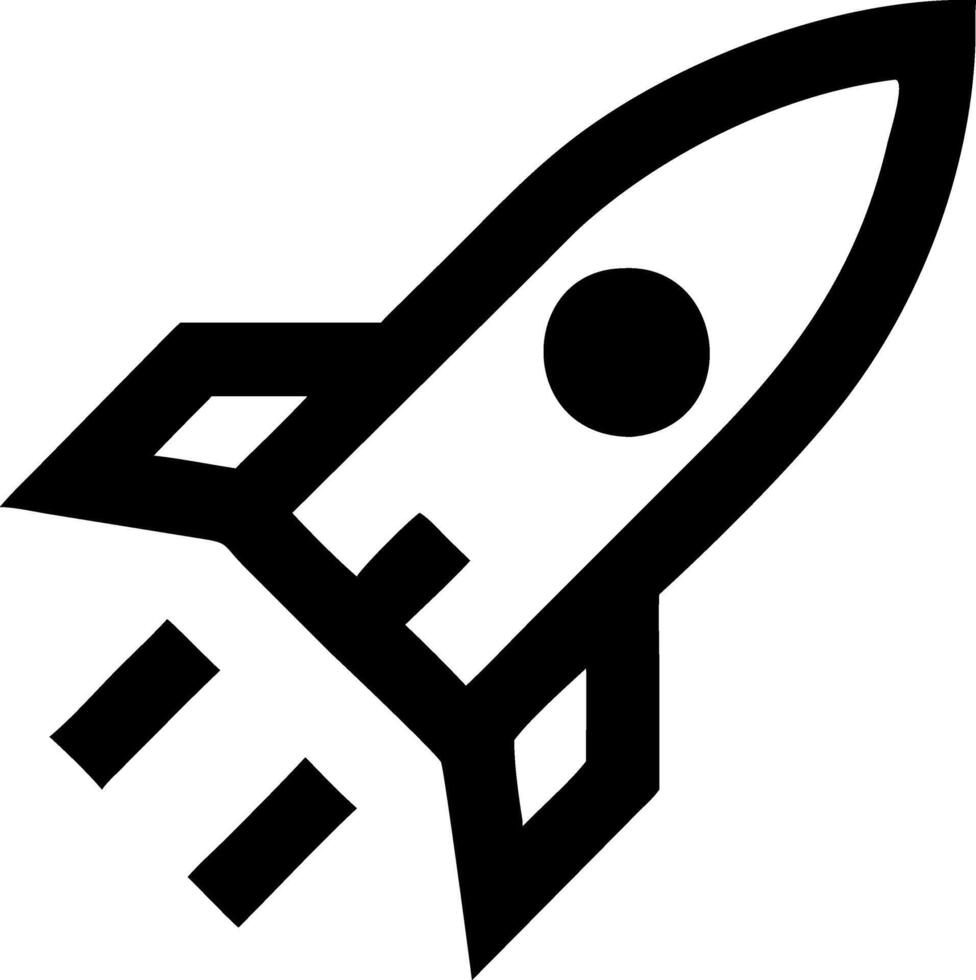 a black and white rocket design vector