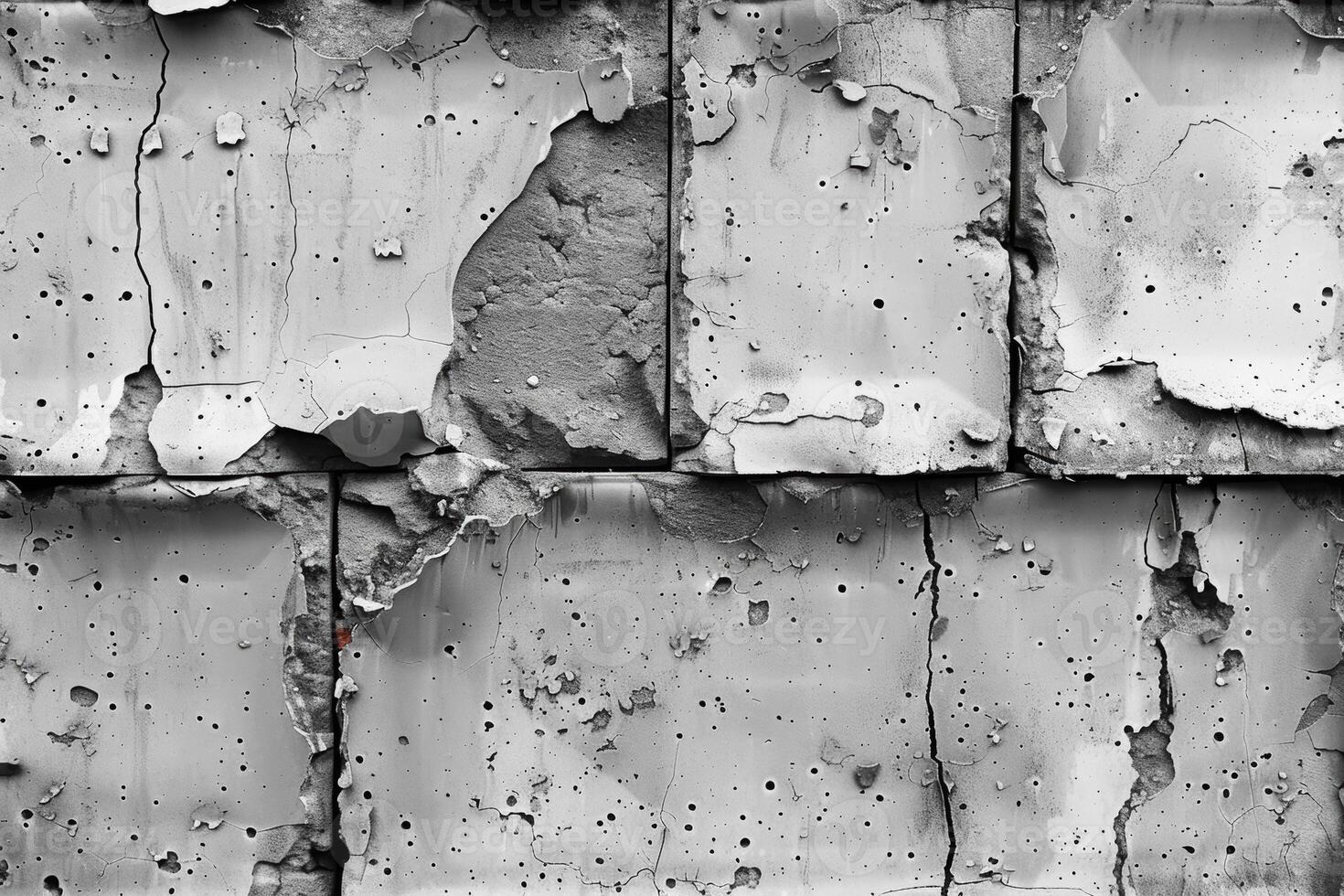 Weathered Concrete Wall With Peeling Texture and Cracks photo