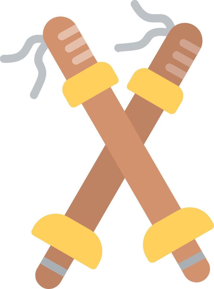 Two crossed wooden sticks with yellow handles vector